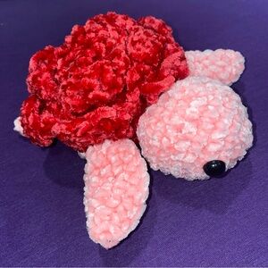 Crocheted Flower Sea Turtle-Pink & Red